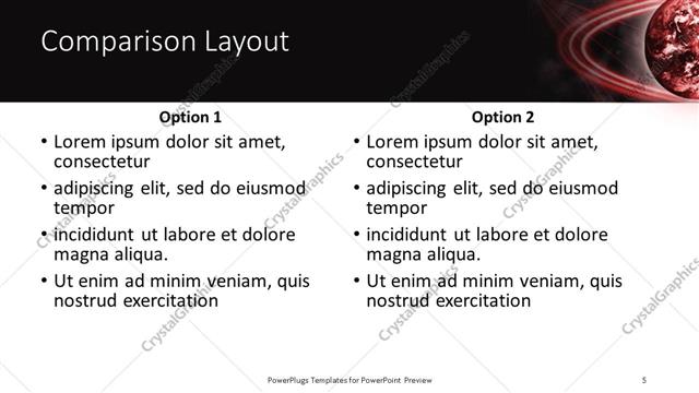 Comparison presentation slide layout
