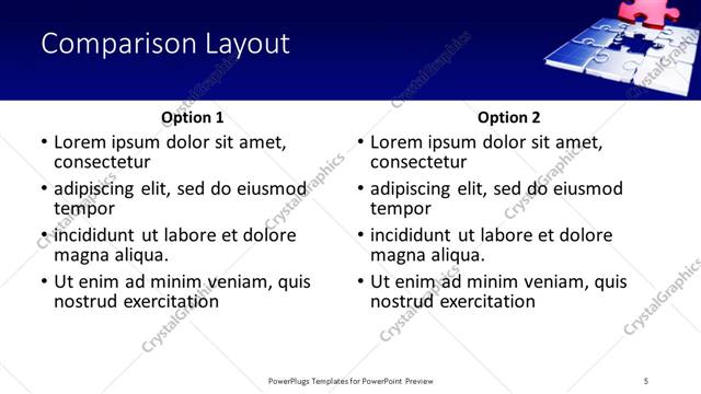 Comparison presentation slide layout