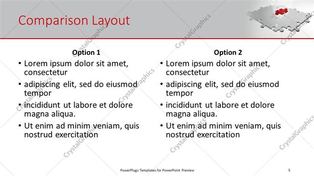 Comparison presentation slide layout