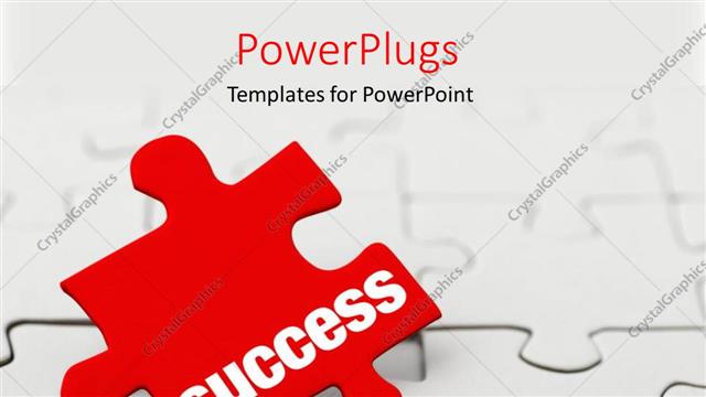  Presentation with red puzzle - Red puzzle piece with word Success next to white jigsaw puzzle