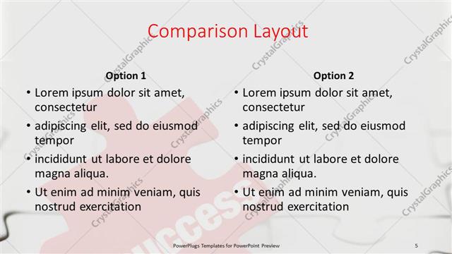 Comparison presentation slide layout
