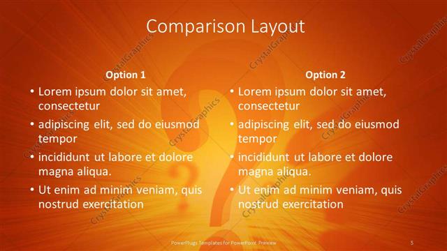 Comparison presentation slide layout