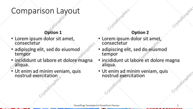 Comparison presentation slide layout