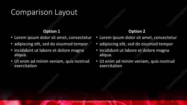Comparison presentation slide layout