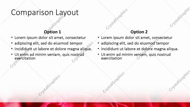 Comparison presentation slide layout