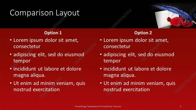Comparison presentation slide layout