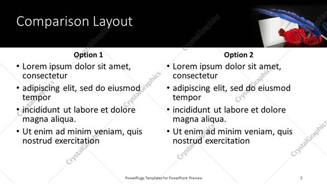 Comparison presentation slide layout