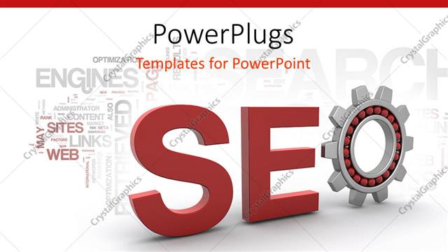  Presentation with words - Red SEO sign in 3D in white background with technological words