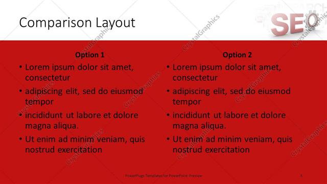 Comparison presentation slide layout