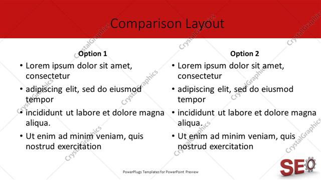 Comparison presentation slide layout