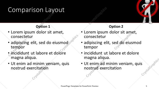 Comparison presentation slide layout