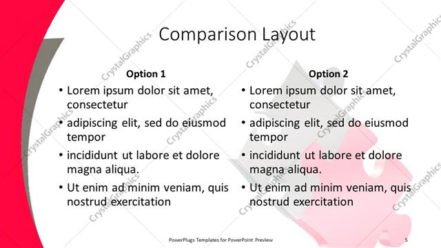 Comparison presentation slide layout