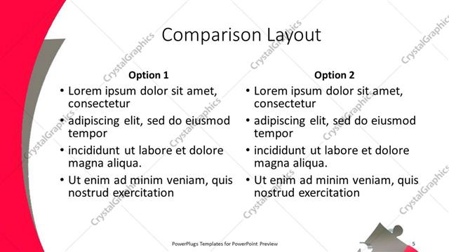 Comparison presentation slide layout