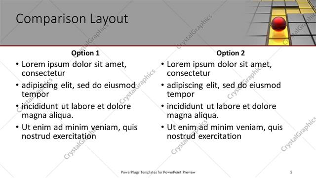 Comparison presentation slide layout