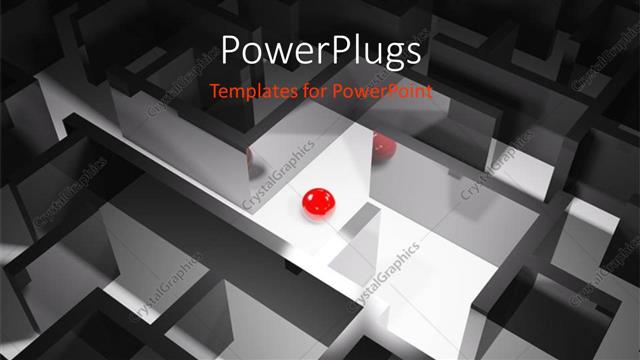  Presentation with maze - Red sphere sitting between rendered 3D maze