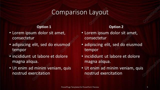 Comparison presentation slide layout