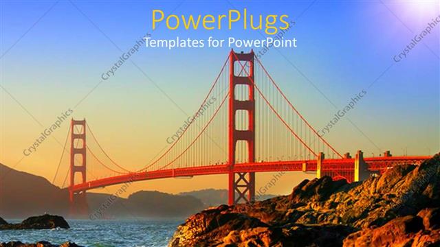  Presentation with san francisco - Red steel bridge over the Pacific Ocean near San Francisco