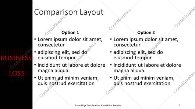 Comparison presentation slide layout