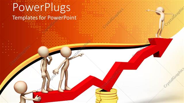  Presentation with gold red - Red success graph balanced on pile of gold coin