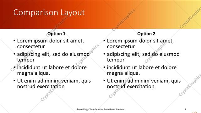 Comparison presentation slide layout