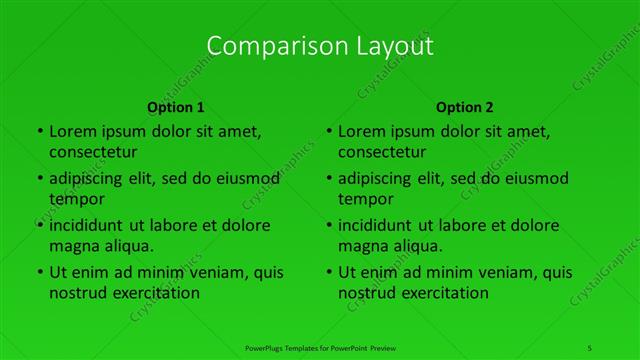 Comparison presentation slide layout