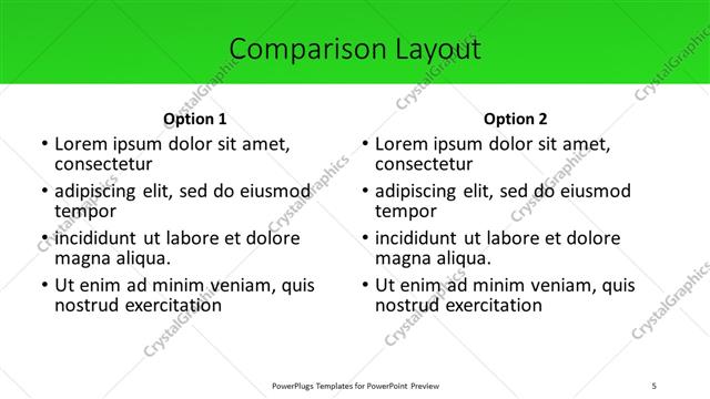 Comparison presentation slide layout