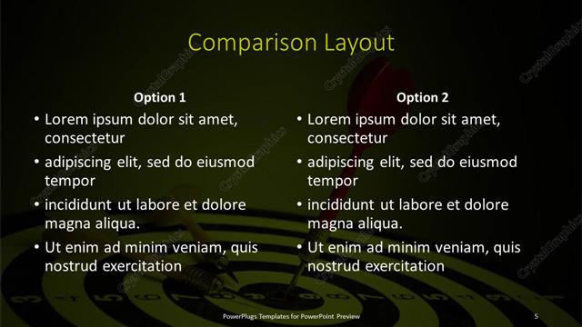 Comparison presentation slide layout