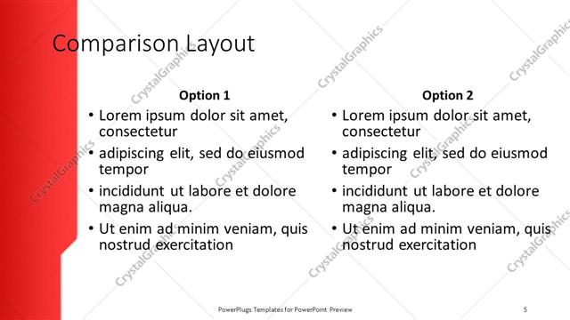 Comparison presentation slide layout