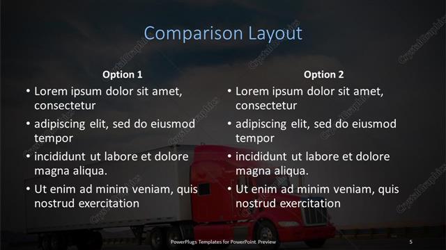 Comparison presentation slide layout