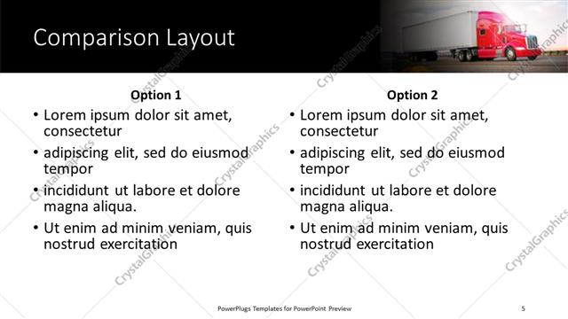Comparison presentation slide layout