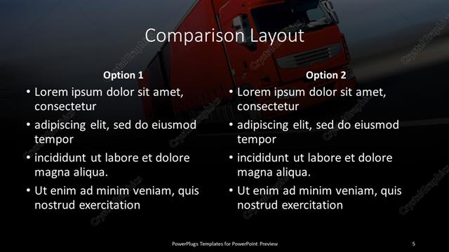 Comparison presentation slide layout
