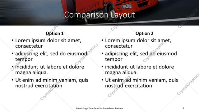 Comparison presentation slide layout