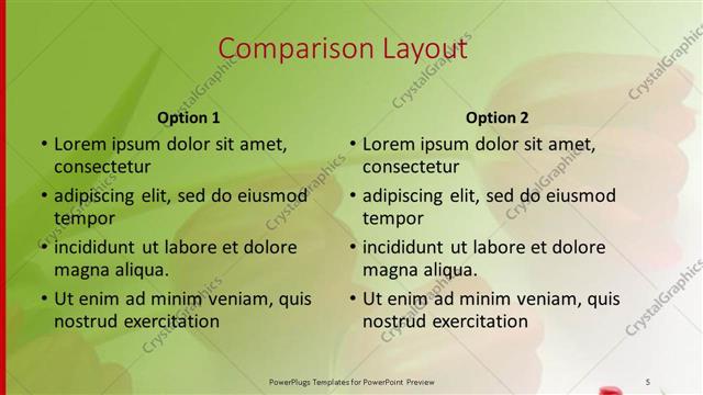 Comparison presentation slide layout