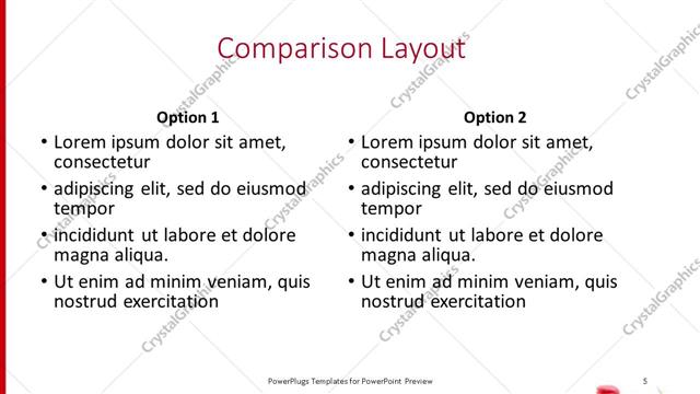 Comparison presentation slide layout