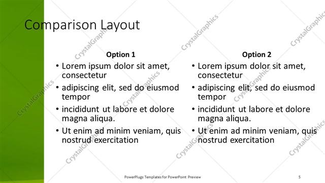 Comparison presentation slide layout