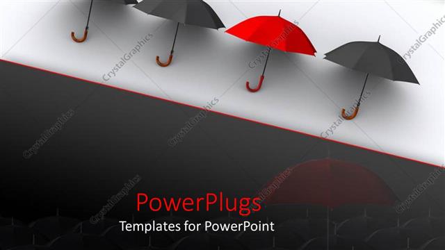  Presentation with umbrella - Red umbrella standing out from black umbrella, different, unique
