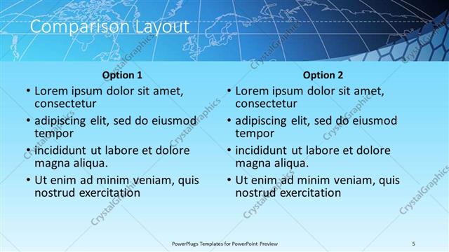 Comparison presentation slide layout
