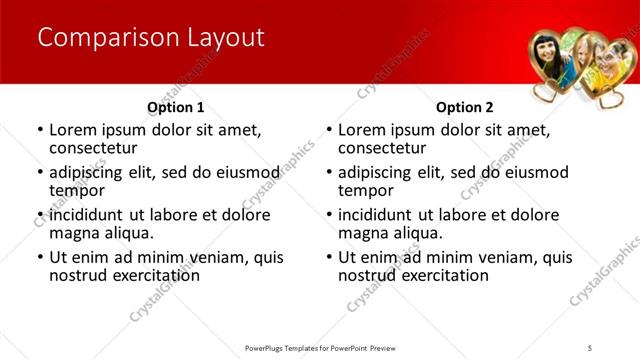 Comparison presentation slide layout