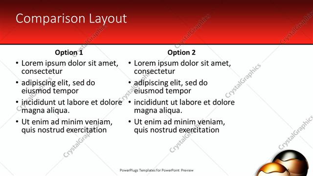 Comparison presentation slide layout