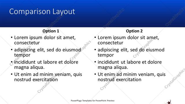 Comparison presentation slide layout