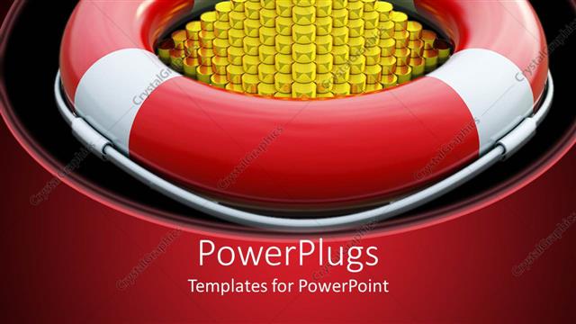  Presentation with pyramid - A red and white buoy with a golden pyramid inside