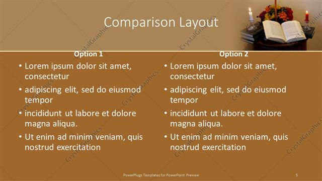 Comparison presentation slide layout