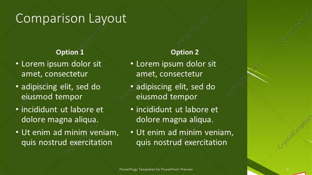 Comparison presentation slide layout