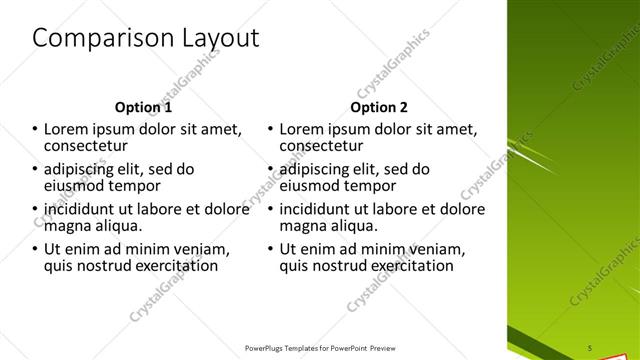 Comparison presentation slide layout