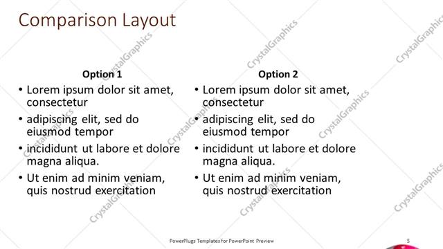 Comparison presentation slide layout