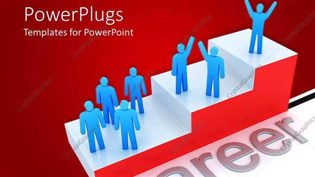  Presentation with red white blue - Red and white glossy 3D ladder with blue figures and gray career word