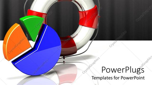  Presentation with rescue - A red and white life buoy and a multi colored pie chart