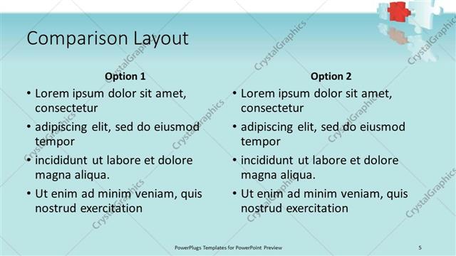 Comparison presentation slide layout