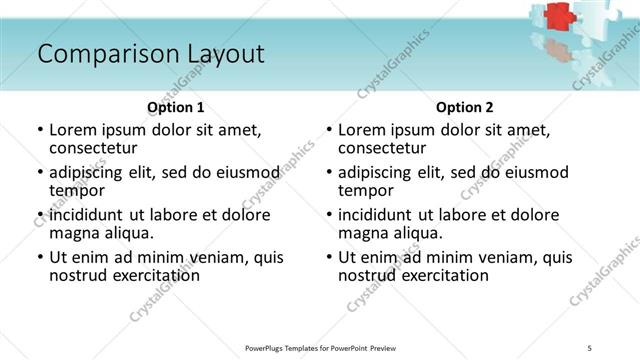 Comparison presentation slide layout