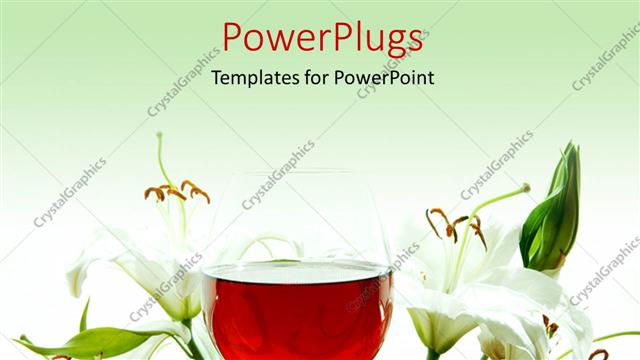  Presentation with lily flower - Red wine in wine glass with beautiful lily flower around